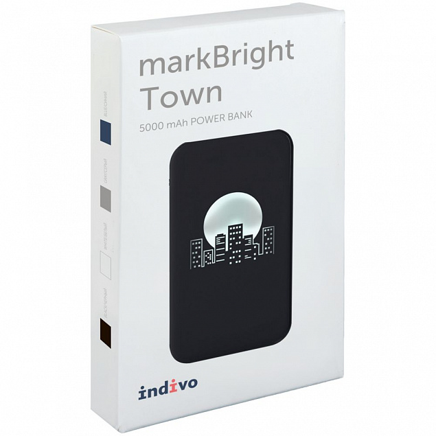 Аккумулятор с подсветкой markBright Town, 5000 мАч, черный с логотипом в Москве заказать по выгодной цене в кибермаркете AvroraStore