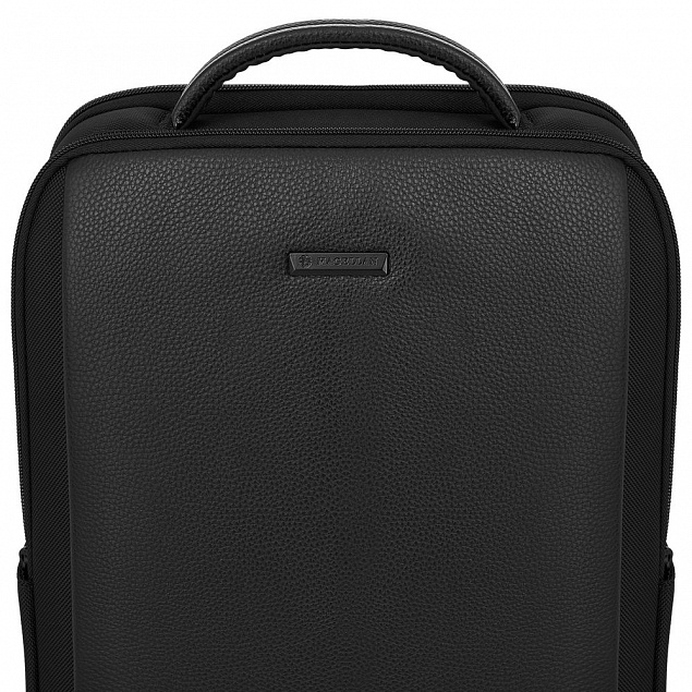 Рюкзак для ноутбука Santiago Slim с кожаной отделкой, черный с логотипом в Москве заказать по выгодной цене в кибермаркете AvroraStore