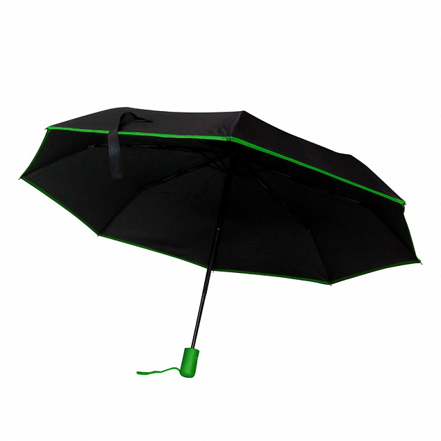 Противоштормовой автоматический зонт Line, зеленый с логотипом в Москве заказать по выгодной цене в кибермаркете AvroraStore