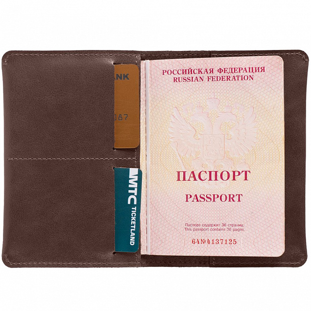 Обложка для паспорта Apache ver.2, темно-коричневая с логотипом в Москве заказать по выгодной цене в кибермаркете AvroraStore