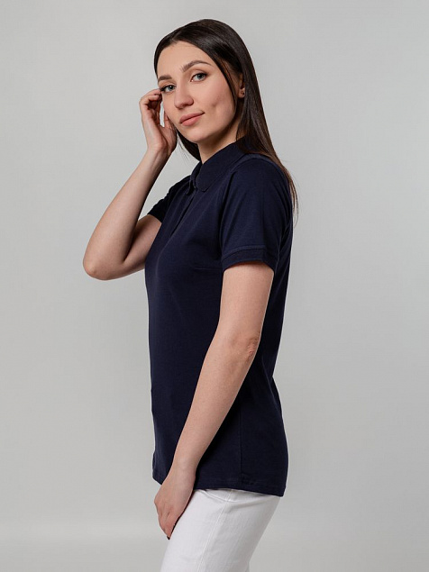Рубашка поло женская Virma Stretch Lady, темно-синяя с логотипом в Москве заказать по выгодной цене в кибермаркете AvroraStore