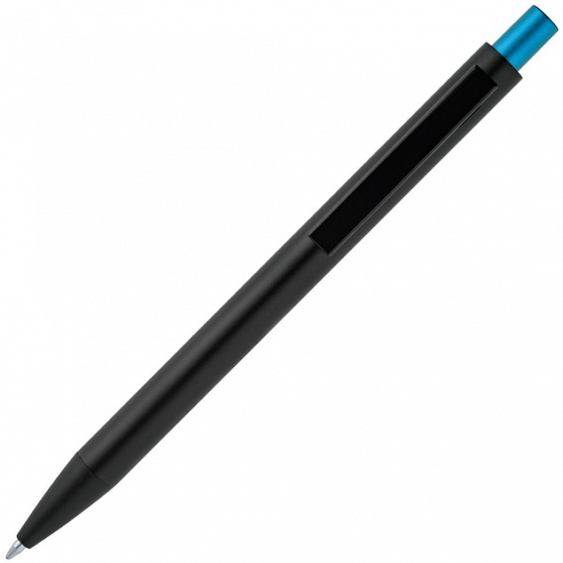 Ручка шариковая Chromatic, черная с голубым с логотипом в Москве заказать по выгодной цене в кибермаркете AvroraStore