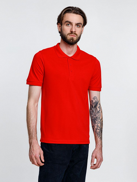 Рубашка поло мужская Adam, красная с логотипом в Москве заказать по выгодной цене в кибермаркете AvroraStore