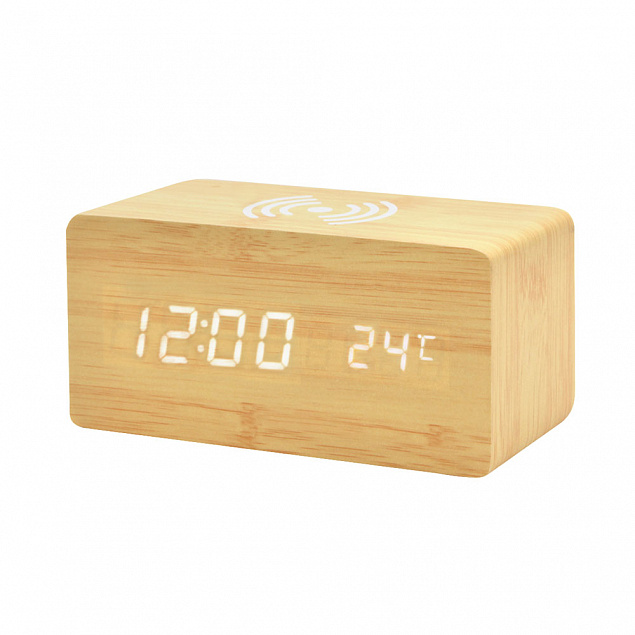 Многофункциональные часы - погодная станция с беспроводной зарядкой - Бежевый BG с логотипом в Москве заказать по выгодной цене в кибермаркете AvroraStore
