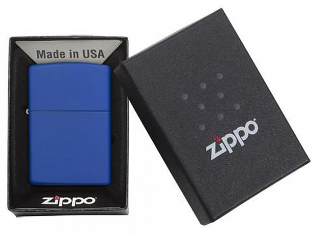 Зажигалка ZIPPO Classic с покрытием Royal Blue Matte с логотипом в Москве заказать по выгодной цене в кибермаркете AvroraStore