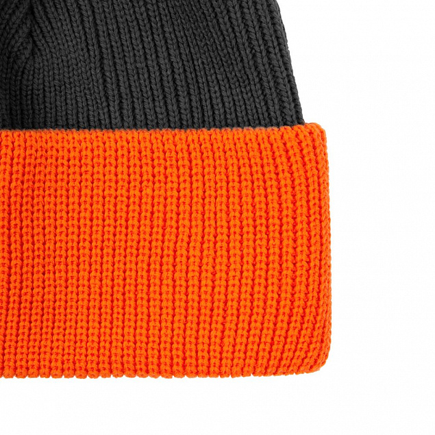 Шапка Snappy, темно-серая с оранжевым с логотипом в Москве заказать по выгодной цене в кибермаркете AvroraStore