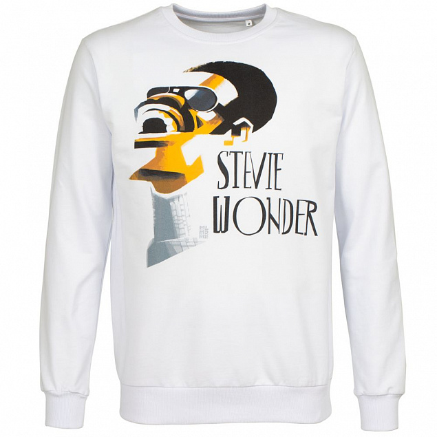 Толстовка «Меламед. Stevie Wonder», белая с логотипом  заказать по выгодной цене в кибермаркете AvroraStore