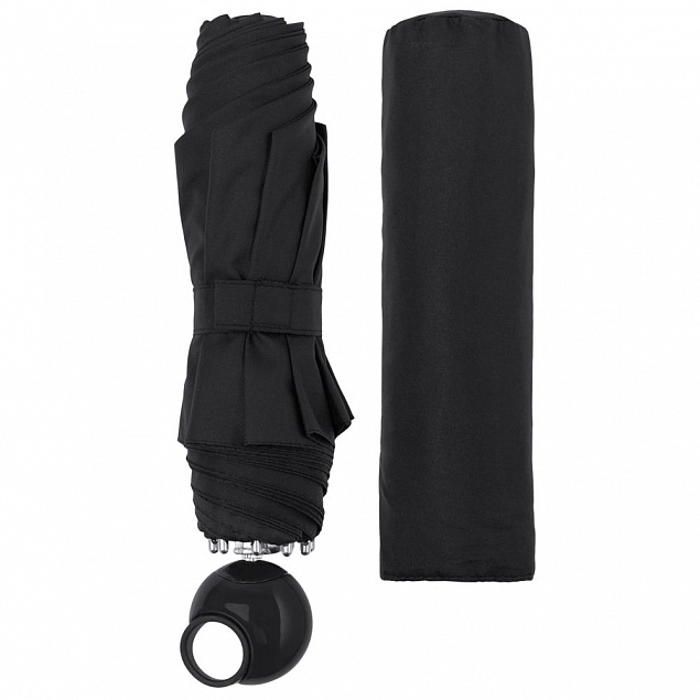 Зонт складной Floyd с кольцом, черный с логотипом в Москве заказать по выгодной цене в кибермаркете AvroraStore