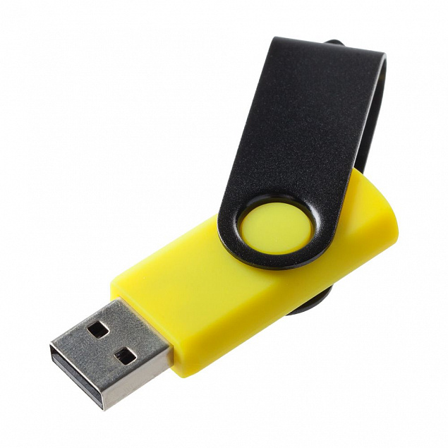 Флешка Twist Color, желтая с черным, 16 Гб с логотипом в Москве заказать по выгодной цене в кибермаркете AvroraStore