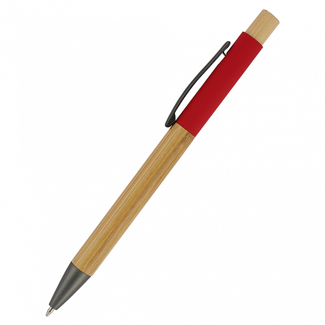 Ручка &quot;Авалон&quot; с корпусом из бамбука, красный с логотипом в Москве заказать по выгодной цене в кибермаркете AvroraStore