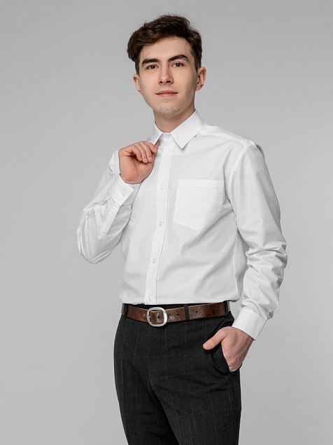 Рубашка мужская с длинным рукавом Collar, белая с логотипом в Москве заказать по выгодной цене в кибермаркете AvroraStore