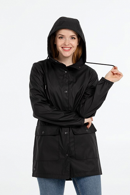Дождевик женский Squall, черный с логотипом в Москве заказать по выгодной цене в кибермаркете AvroraStore