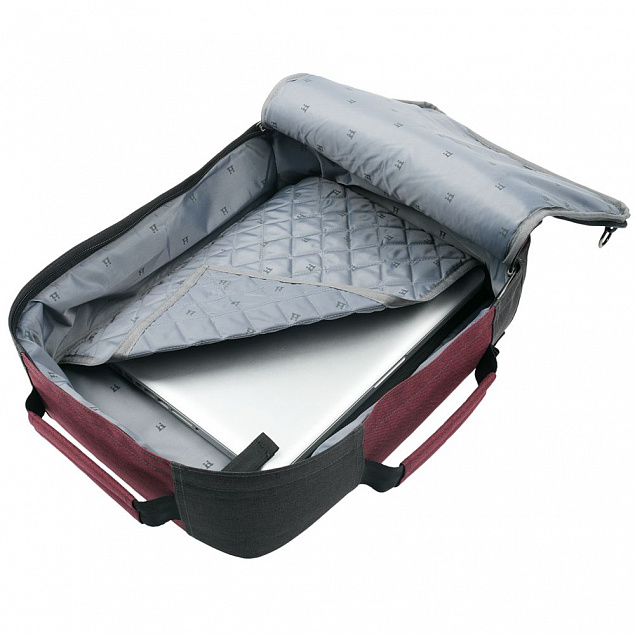 Рюкзак для ноутбука 2 в 1 twoFold, серый с бордовым с логотипом в Москве заказать по выгодной цене в кибермаркете AvroraStore