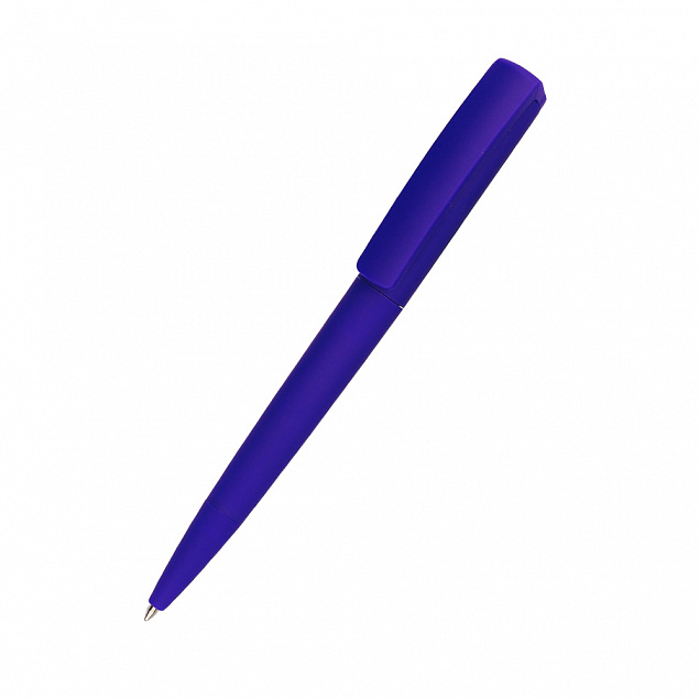 Ручка пластиковая Jangle, софт-тач, темно-синяя-S с логотипом в Москве заказать по выгодной цене в кибермаркете AvroraStore
