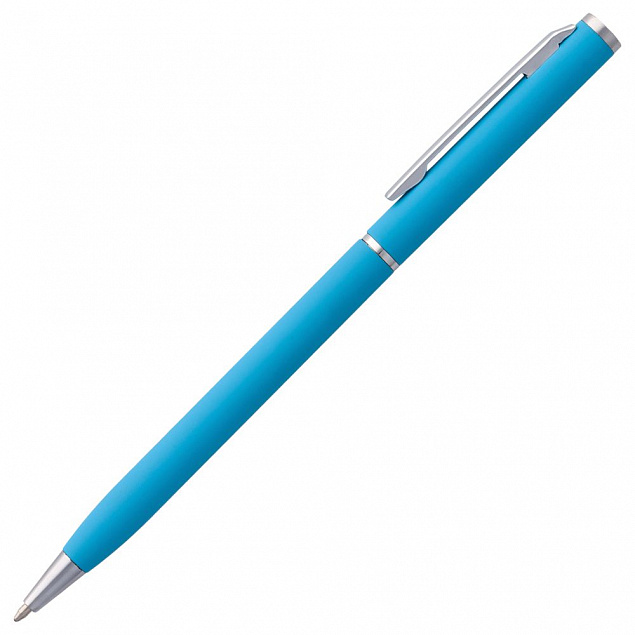 Ручка шариковая Hotel Chrome, ver.2, голубая с логотипом в Москве заказать по выгодной цене в кибермаркете AvroraStore