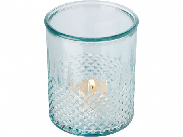 Подставка для чайной свечи из переработанного стекла Estrel, прозрачный с логотипом  заказать по выгодной цене в кибермаркете AvroraStore