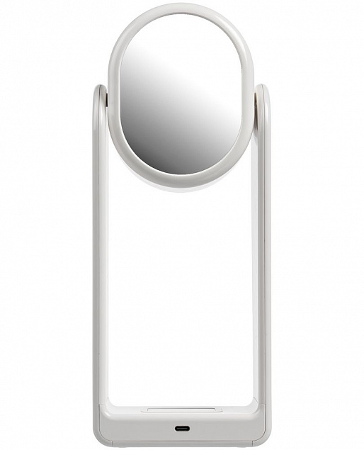Настольная лампа с зеркалом и беспроводной зарядкой Tyro, белая с логотипом  заказать по выгодной цене в кибермаркете AvroraStore