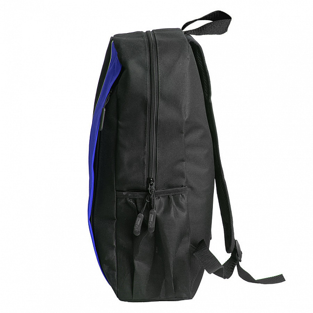 Рюкзак PLUS, чёрный/синий, 44 x 26 x 12 см, 100% полиэстер 600D с логотипом в Москве заказать по выгодной цене в кибермаркете AvroraStore