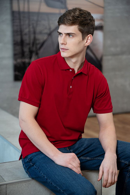 Рубашка поло мужская Sunset, красная с логотипом  заказать по выгодной цене в кибермаркете AvroraStore