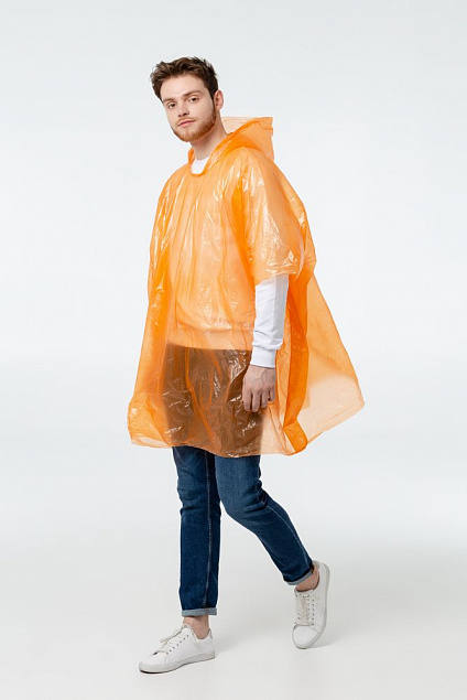 Дождевик-пончо RainProof, оранжевый с логотипом в Москве заказать по выгодной цене в кибермаркете AvroraStore