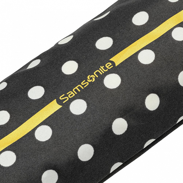 Зонт складной R Pattern, черный в белый горох с желтым кантом с логотипом в Москве заказать по выгодной цене в кибермаркете AvroraStore