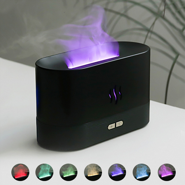 Светодиодный USB увлажнитель-ароматизатор Flame RGB, черный с логотипом в Москве заказать по выгодной цене в кибермаркете AvroraStore