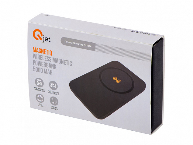Магнитный беспроводной внешний аккумулятор с быстрой зарядкой QC/PD 20 Вт «MagnetIQ», 5000 mAh с логотипом  заказать по выгодной цене в кибермаркете AvroraStore