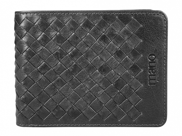 Бумажник Mano Don Luca, натуральная кожа в черном цвете, 12,5 х 9,7 см с логотипом в Москве заказать по выгодной цене в кибермаркете AvroraStore