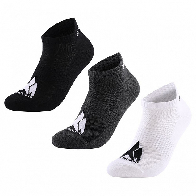 Набор из 3 пар спортивных носков Monterno Sport, черный, серый и белый с логотипом в Москве заказать по выгодной цене в кибермаркете AvroraStore