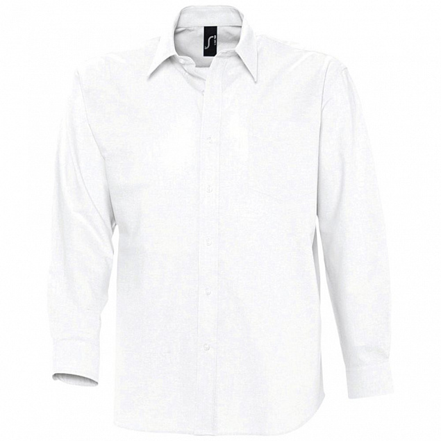 Рубашка мужская с длинным рукавом BOSTON, белая с логотипом в Москве заказать по выгодной цене в кибермаркете AvroraStore
