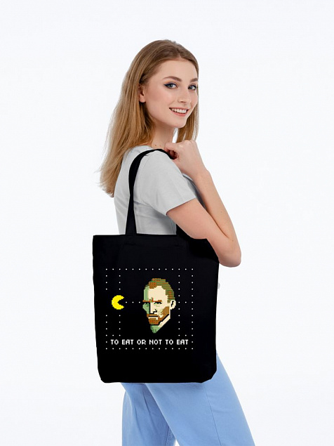 Холщовая сумка «Ван-Пакман», черная с логотипом в Москве заказать по выгодной цене в кибермаркете AvroraStore