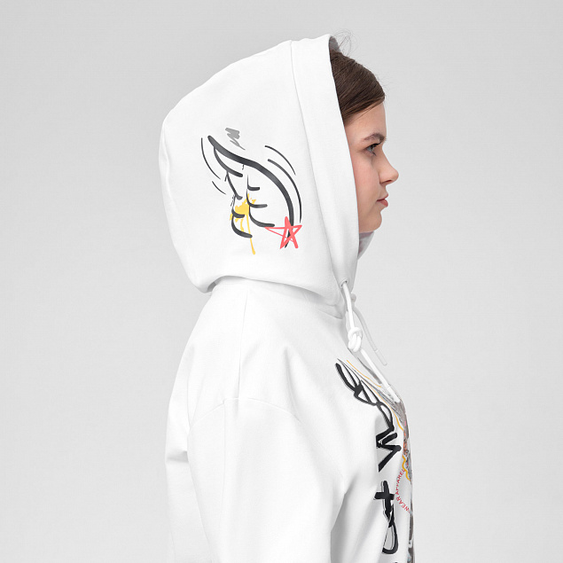Худи с капюшоном  ALEX , белый с логотипом в Москве заказать по выгодной цене в кибермаркете AvroraStore