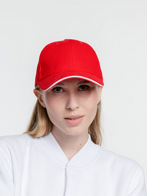 Бейсболка Generic, красная с белым кантом с логотипом в Москве заказать по выгодной цене в кибермаркете AvroraStore