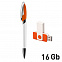 Набор ручка + флеш-карта 16Гб в футляре, белый/оранжевый с логотипом в Москве заказать по выгодной цене в кибермаркете AvroraStore