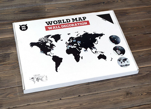 Деревянная карта мира World Map Wall Decoration Medium, черная с логотипом в Москве заказать по выгодной цене в кибермаркете AvroraStore