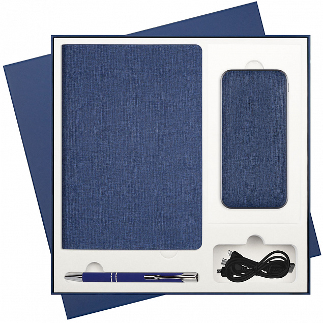 Подарочный набор Portobello/Tweed синий (Ежедневник недат А5, Ручка, Power Bank) с логотипом в Москве заказать по выгодной цене в кибермаркете AvroraStore
