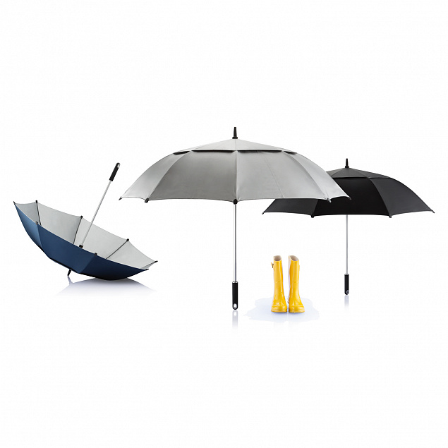 Зонт-трость антишторм Hurricane 27, черный с логотипом в Москве заказать по выгодной цене в кибермаркете AvroraStore