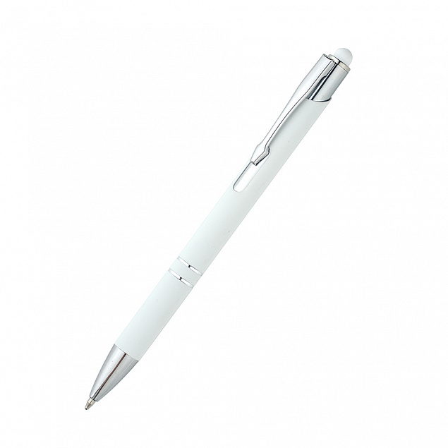Ручка металлическая Ingrid софт-тач, белая-S с логотипом в Москве заказать по выгодной цене в кибермаркете AvroraStore