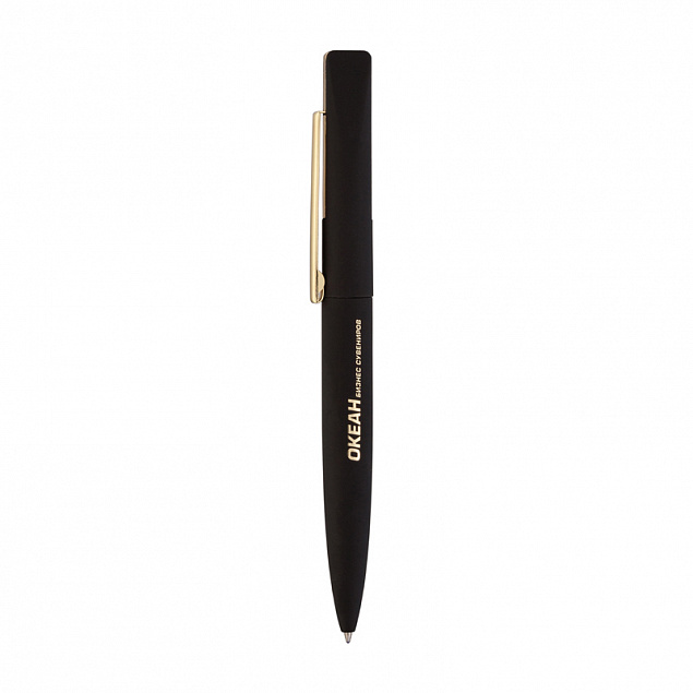 Ручка шариковая "Mercury", черный/золото, покрытие soft touch с логотипом в Москве заказать по выгодной цене в кибермаркете AvroraStore