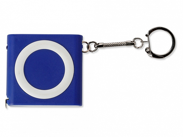 Брелок-рулетка с фонариком. 1 м., синий/белый с логотипом  заказать по выгодной цене в кибермаркете AvroraStore