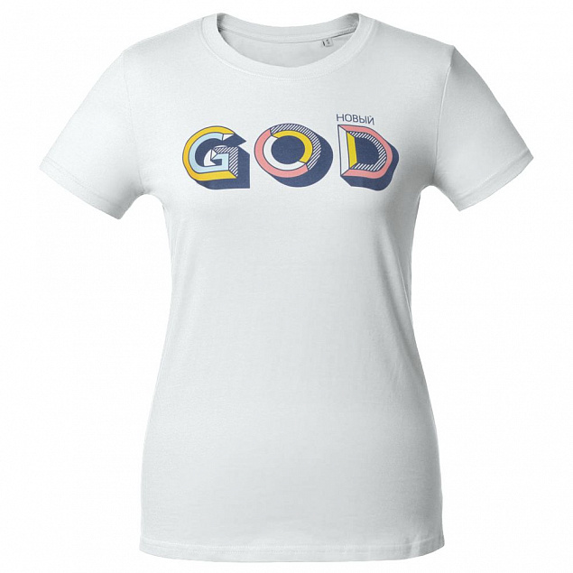 Футболка женская «Новый GOD», белая с логотипом в Москве заказать по выгодной цене в кибермаркете AvroraStore