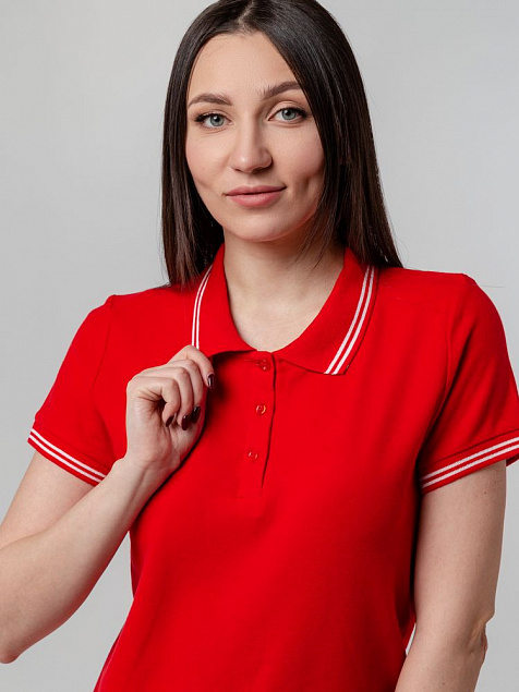 Рубашка поло женская Virma Stripes Lady, красная с логотипом в Москве заказать по выгодной цене в кибермаркете AvroraStore