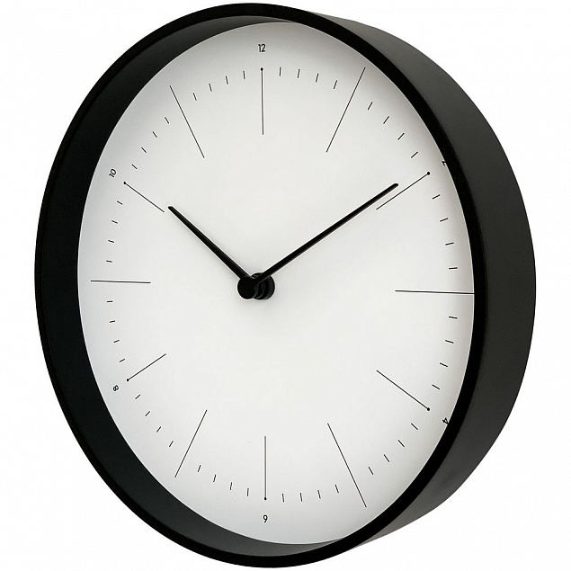 Часы настенные Lacky, белые с черным с логотипом в Москве заказать по выгодной цене в кибермаркете AvroraStore