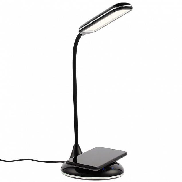 Лампа с беспроводной зарядкой Bright Helper, черная с логотипом в Москве заказать по выгодной цене в кибермаркете AvroraStore