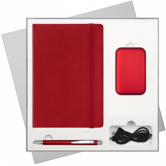 Подарочный набор Portobello/Alpha BtoBook красный (Ежедневник недат А5, Ручка, Power Bank) с логотипом в Москве заказать по выгодной цене в кибермаркете AvroraStore