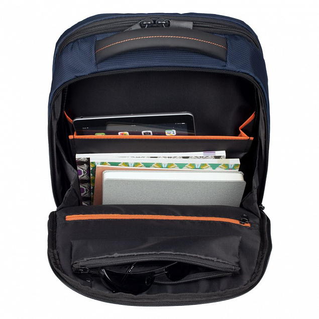 Рюкзак для ноутбука Qibyte Laptop Backpack, синий с черными вставками с логотипом в Москве заказать по выгодной цене в кибермаркете AvroraStore