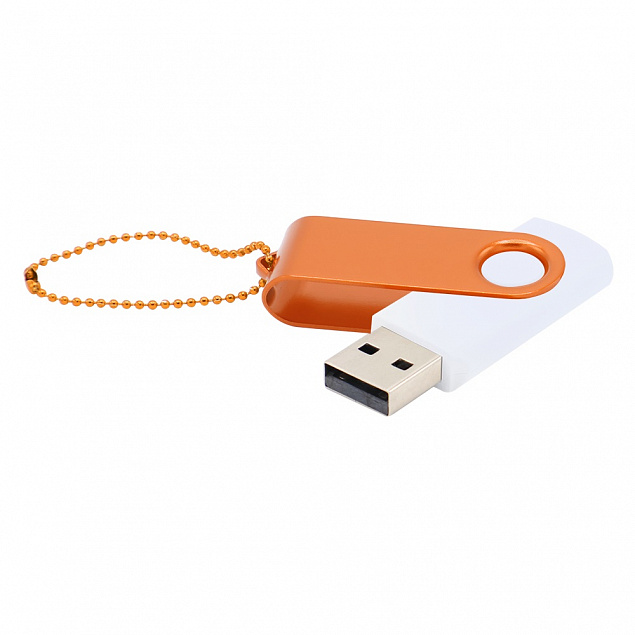 Флешка Designer To Go 2.0 USB 16Gb, белый/оранжевый с логотипом в Москве заказать по выгодной цене в кибермаркете AvroraStore