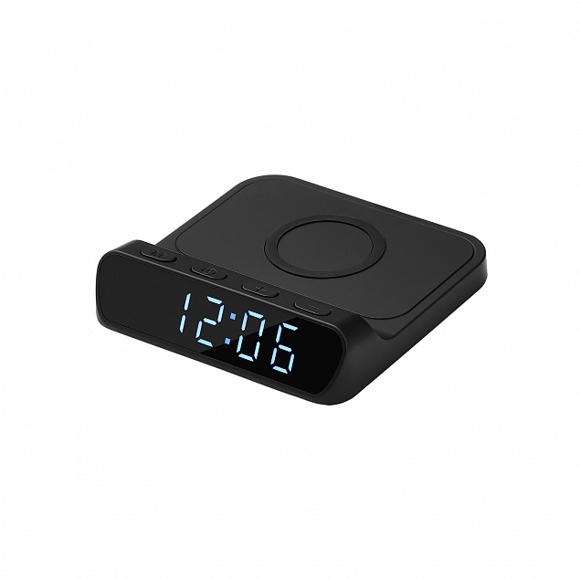 Настольные часы с беспроводной зарядкой 15W Rigel, черные с логотипом в Москве заказать по выгодной цене в кибермаркете AvroraStore
