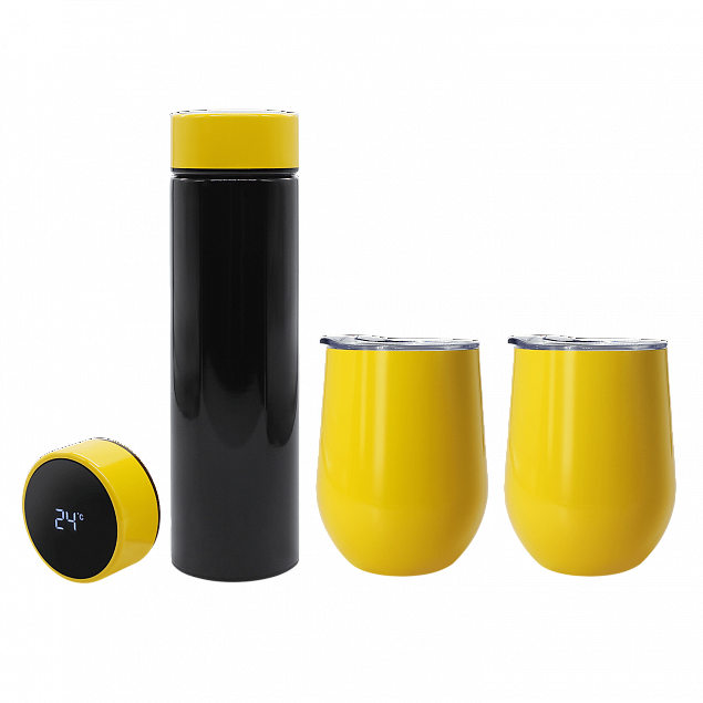 Набор Hot Box Duo C2B grey (черный с желтым) с логотипом в Москве заказать по выгодной цене в кибермаркете AvroraStore