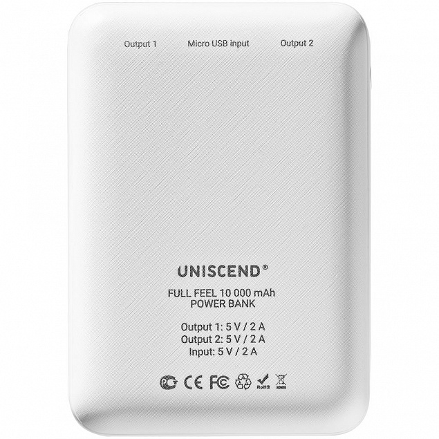 Внешний аккумулятор Uniscend Full Feel 10000 mAh с индикатором заряда, белый с логотипом в Москве заказать по выгодной цене в кибермаркете AvroraStore
